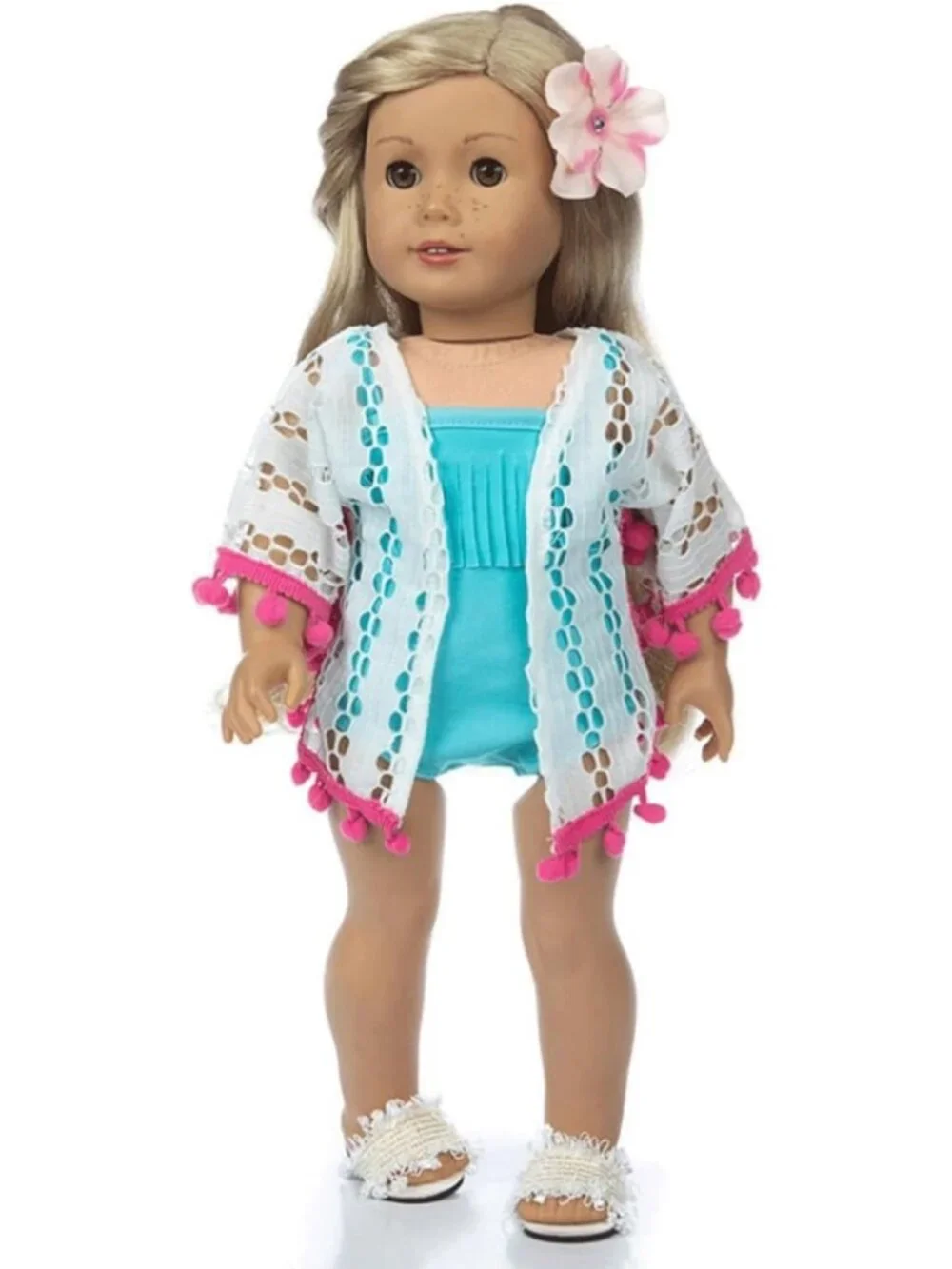 18 Inch Doll Swimming Outfit Set - Swimsuit, Hat, Sunglasses, Handbag & Ring